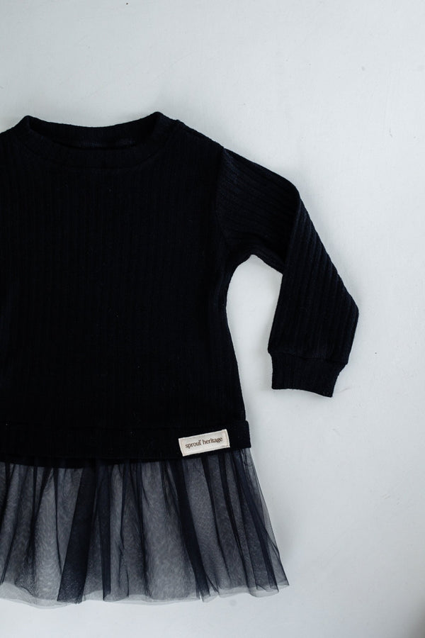 Tulle Sweater dress | Cashmere Rib | Coal - Sprout Heritage