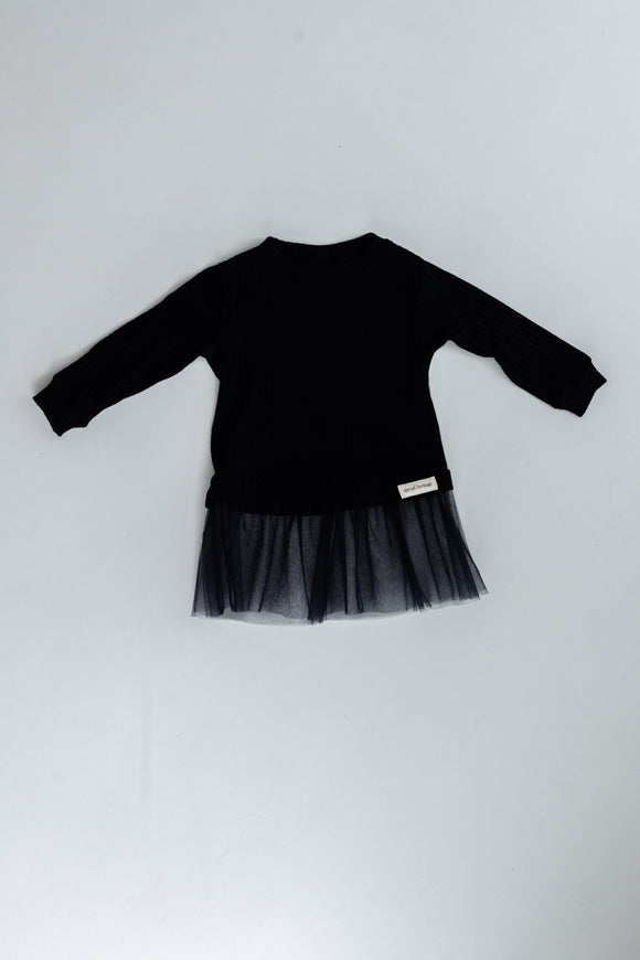 Tulle Sweater dress | Cashmere Rib | Coal - Sprout Heritage