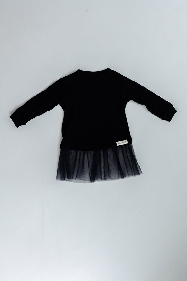 Tulle Sweater dress | Cashmere Rib | Coal - Sprout Heritage