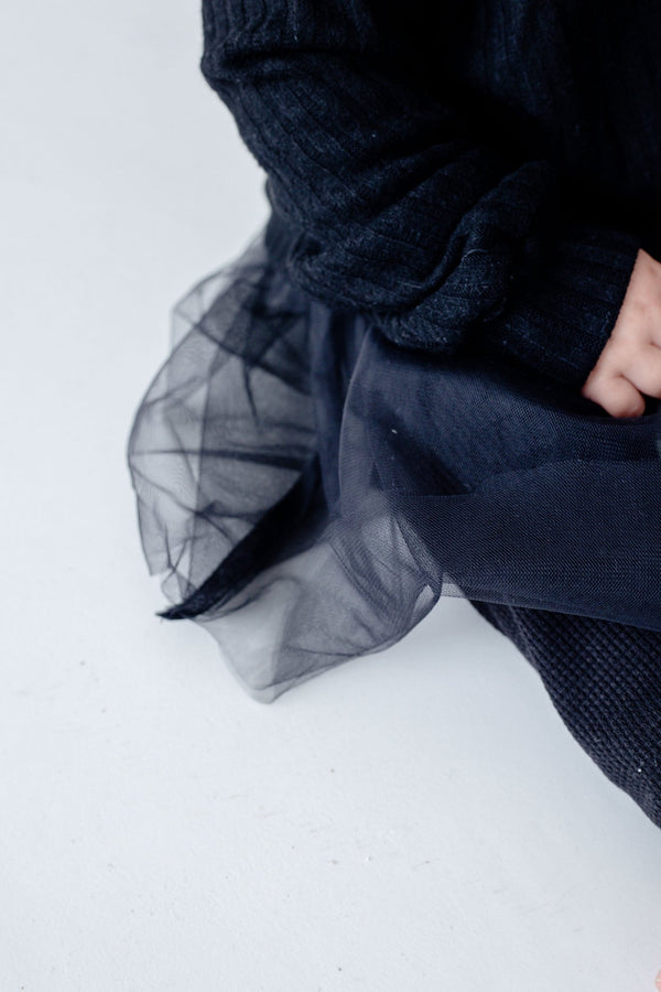 Tulle Sweater dress | Cashmere Rib | Coal - Sprout Heritage
