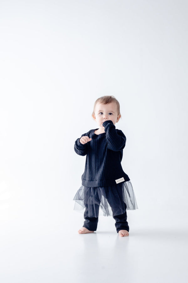 Tulle Sweater dress | Cashmere Rib | Coal - Sprout Heritage