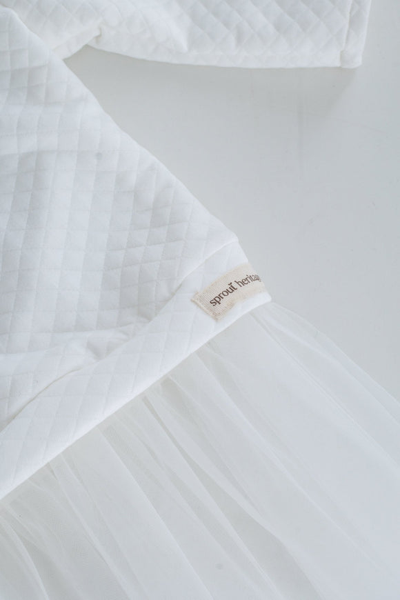 Tulle Sweater Dress | Quilted Jacquard | Milk - Sprout Heritage