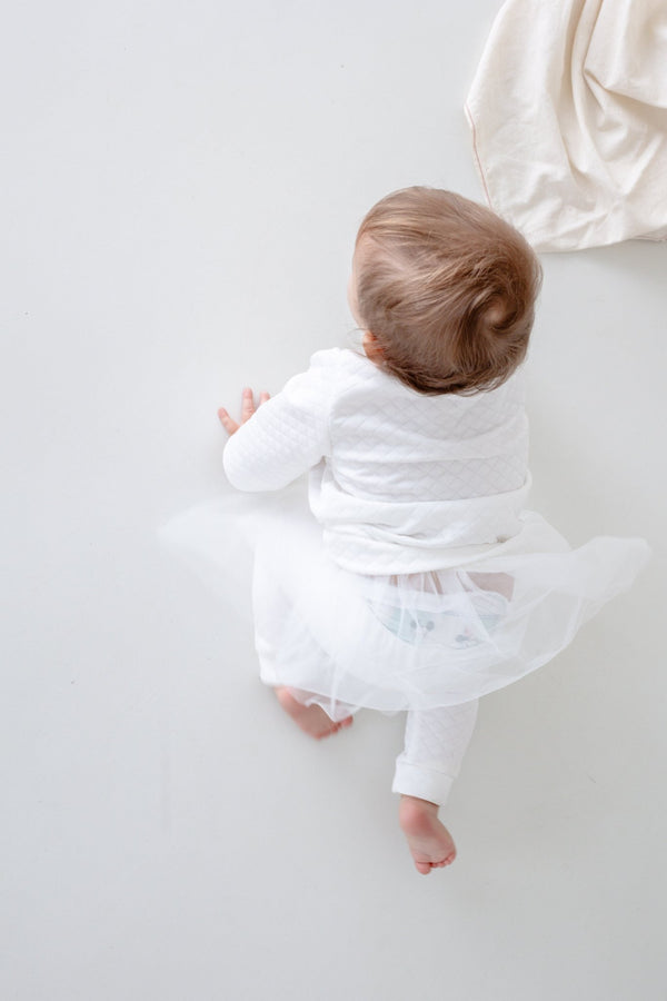 Tulle Sweater Dress | Quilted Jacquard | Milk - Sprout Heritage