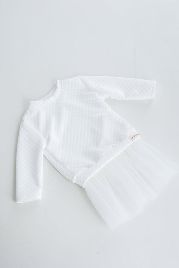 Tulle Sweater Dress | Quilted Jacquard | Milk - Sprout Heritage