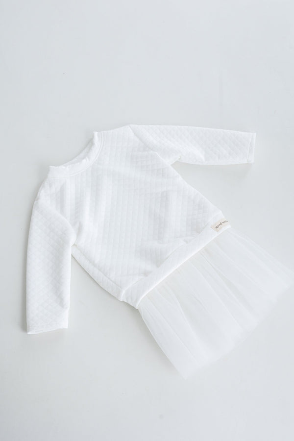 Tulle Sweater Dress | Quilted Jacquard | Milk - Sprout Heritage