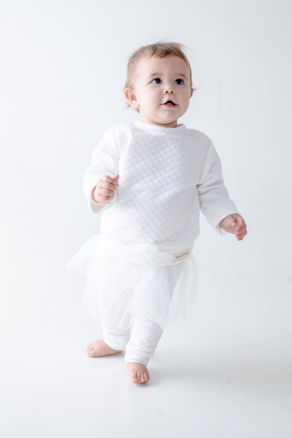 Tulle Sweater Dress | Quilted Jacquard | Milk - Sprout Heritage
